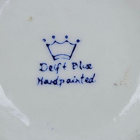 Vintage Delf Blue Hand-painted Votive Candle Holder Windmill Cut Peirced Hearts - Picture 3 of 8